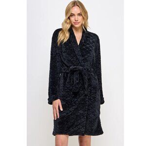 Ariel Jacquard Plush Robe with Tie Belt